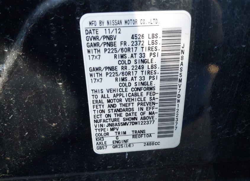 Photo 9 of 2013 Nissan Rogue SV (VIN JN8AS5MV7DW122377)