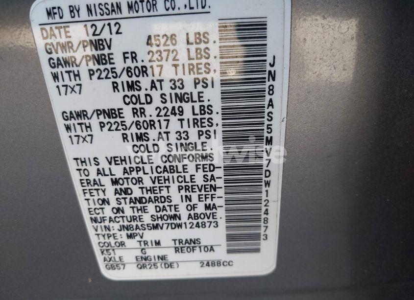 Photo 9 of 2013 Nissan Rogue SV (VIN JN8AS5MV7DW124873)