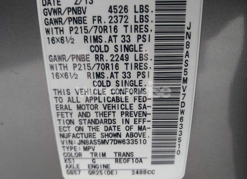 Photo 9 of 2013 Nissan Rogue S (VIN JN8AS5MV7DW633510)