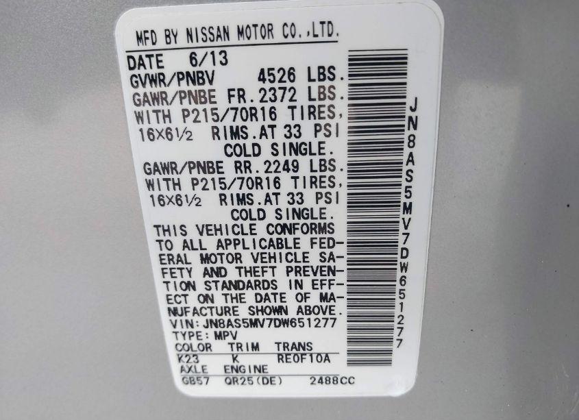 Photo 9 of 2013 Nissan Rogue S (VIN JN8AS5MV7DW651277)