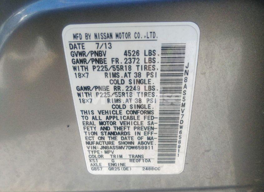 Photo 9 of 2013 Nissan Rogue SV W/SL PKG (VIN JN8AS5MV7DW658911)