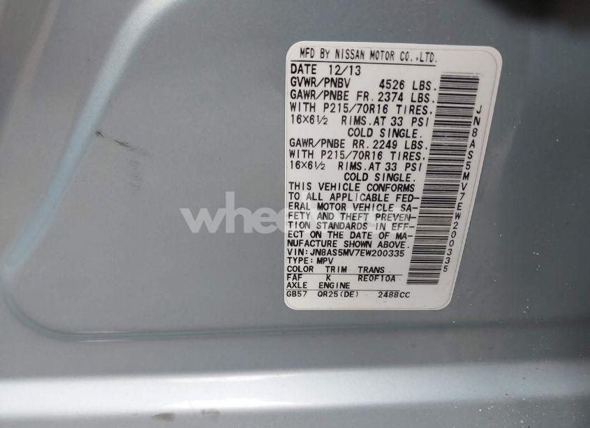 Photo 9 of 2014 Nissan Rogue SELECT S (VIN JN8AS5MV7EW200335)