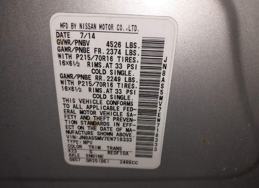 Photo 9 of 2014 Nissan Rogue SELECT S (VIN JN8AS5MV7EW718333)