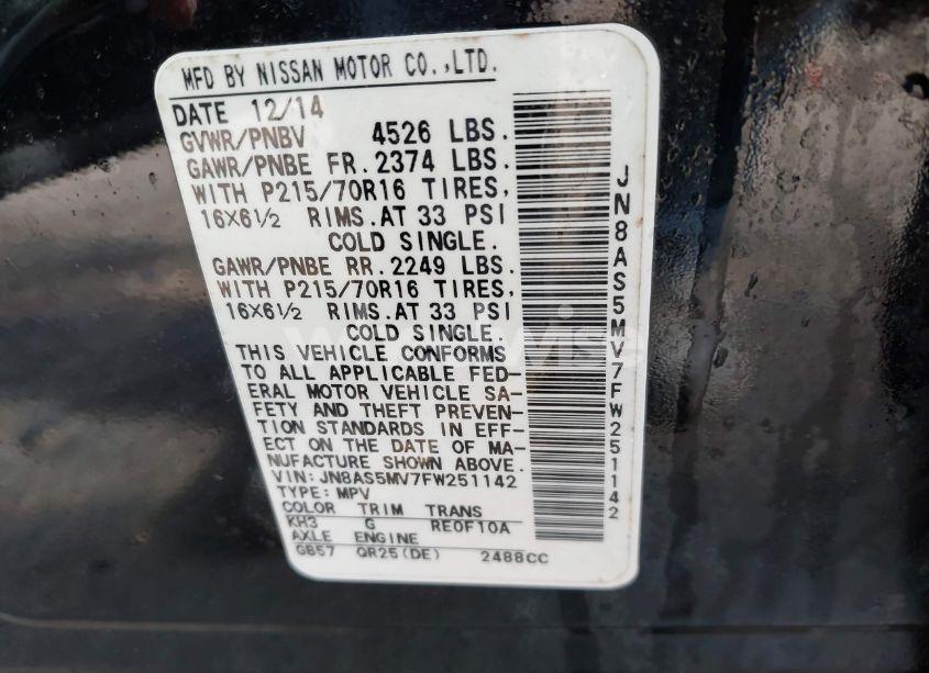 Photo 9 of 2015 Nissan Rogue SELECT S (VIN JN8AS5MV7FW251142)