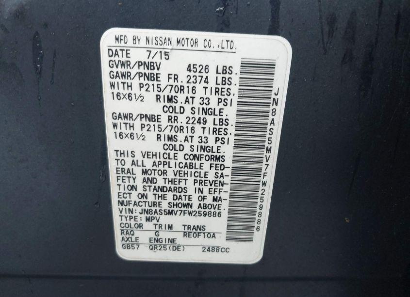 Photo 9 of 2015 Nissan Rogue SELECT S (VIN JN8AS5MV7FW259886)