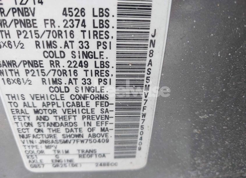 Photo 9 of 2015 Nissan Rogue SELECT S (VIN JN8AS5MV7FW750409)