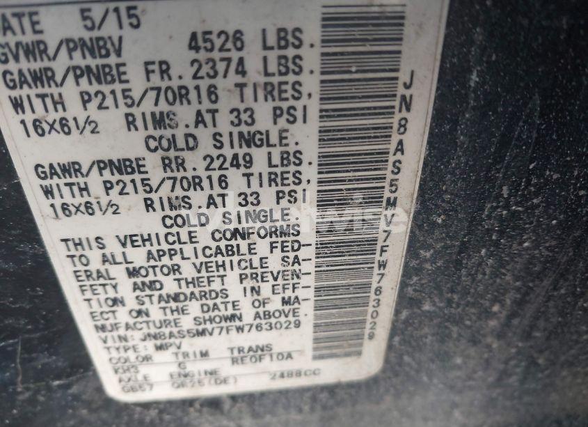 Photo 9 of 2015 Nissan Rogue SELECT S (VIN JN8AS5MV7FW763029)