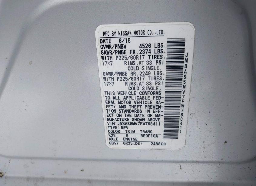 Photo 9 of 2015 Nissan Rogue SELECT S (VIN JN8AS5MV7FW768411)