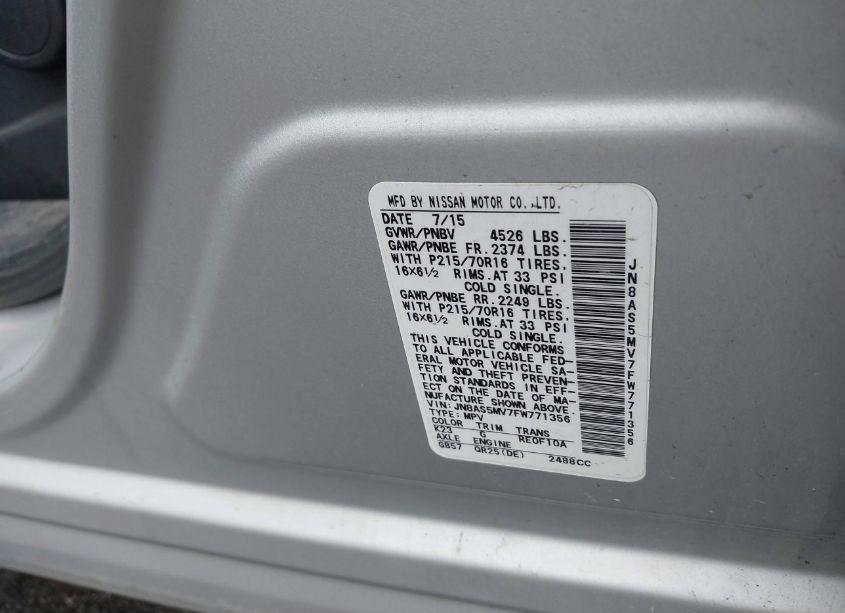 Photo 9 of 2015 Nissan Rogue SELECT S (VIN JN8AS5MV7FW771356)