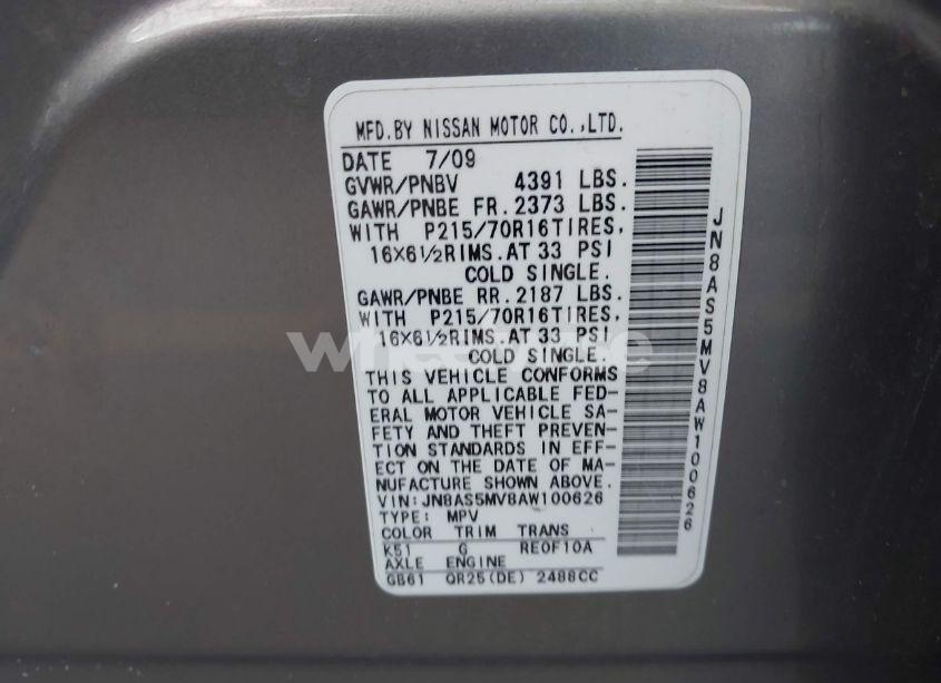 Photo 9 of 2010 Nissan Rogue S (VIN JN8AS5MV8AW100626)