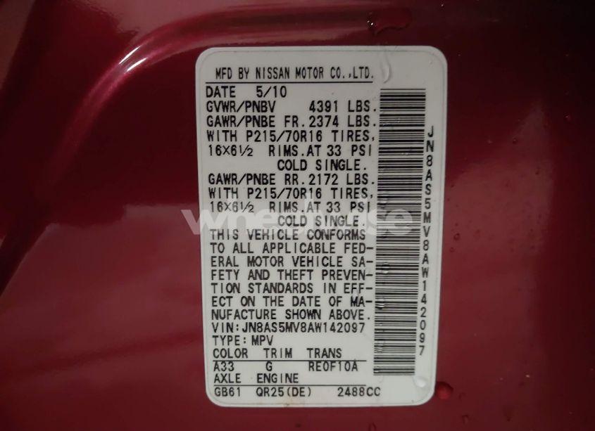 Photo 9 of 2010 Nissan Rogue S (VIN JN8AS5MV8AW142097)