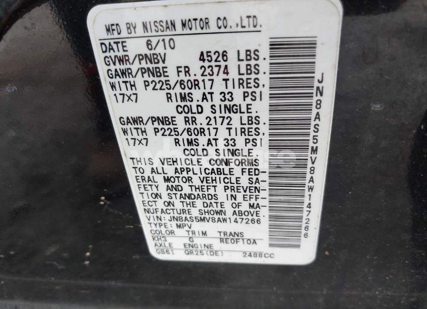 Photo 9 of 2010 Nissan Rogue SL (VIN JN8AS5MV8AW147266)