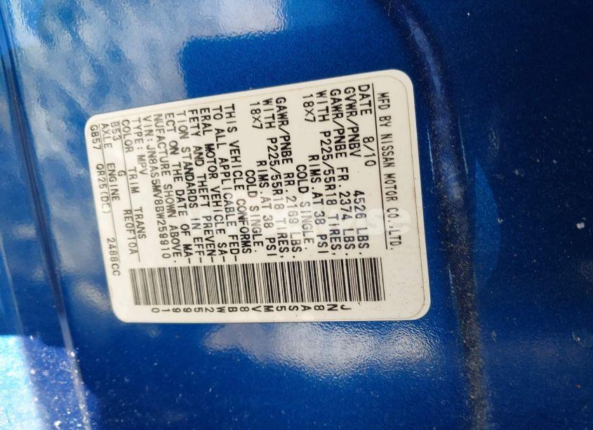 Photo 9 of 2011 Nissan Rogue SV (VIN JN8AS5MV8BW259910)