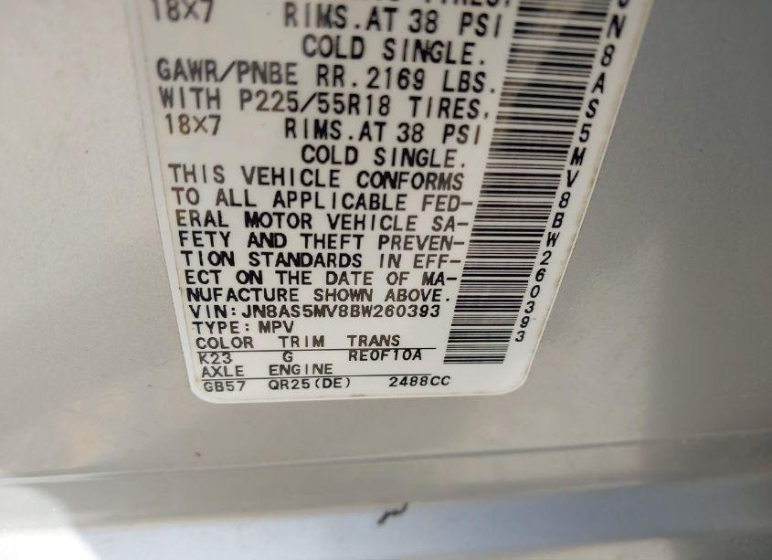 Photo 9 of 2011 Nissan Rogue SV (VIN JN8AS5MV8BW260393)