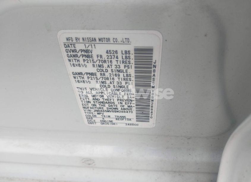 Photo 9 of 2011 Nissan Rogue S (VIN JN8AS5MV8BW288470)