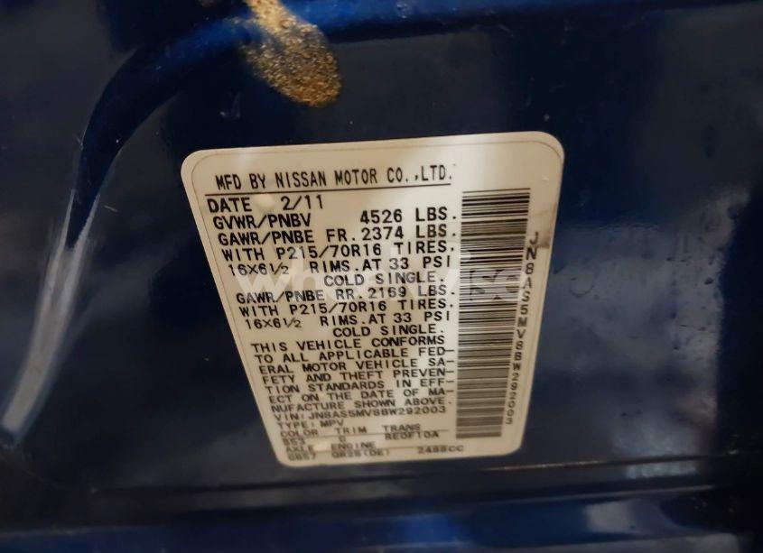 Photo 9 of 2011 Nissan Rogue S (VIN JN8AS5MV8BW292003)