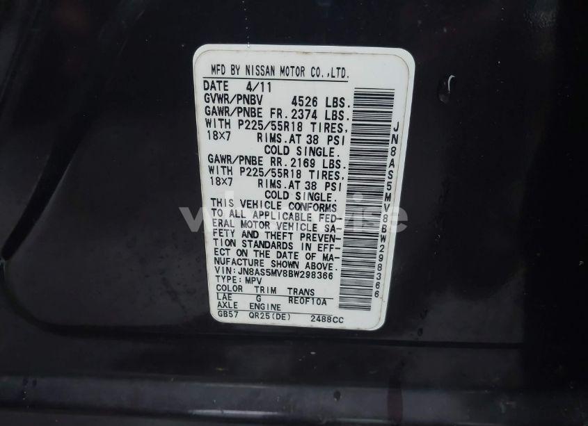 Photo 9 of 2011 Nissan Rogue SV (VIN JN8AS5MV8BW298366)