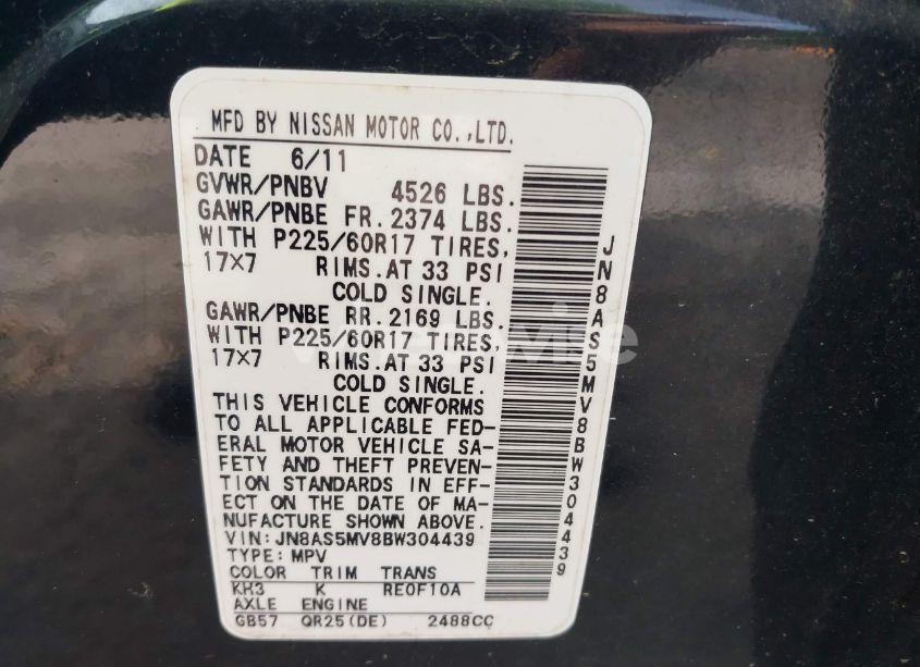 Photo 9 of 2011 Nissan Rogue SV (VIN JN8AS5MV8BW304439)