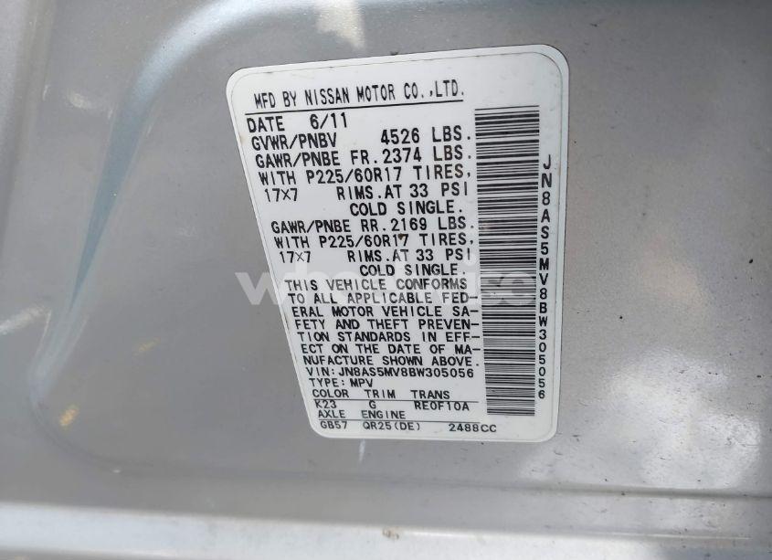 Photo 9 of 2011 Nissan Rogue SV (VIN JN8AS5MV8BW305056)