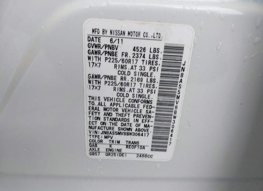 Photo 9 of 2011 Nissan Rogue SV (VIN JN8AS5MV8BW306417)