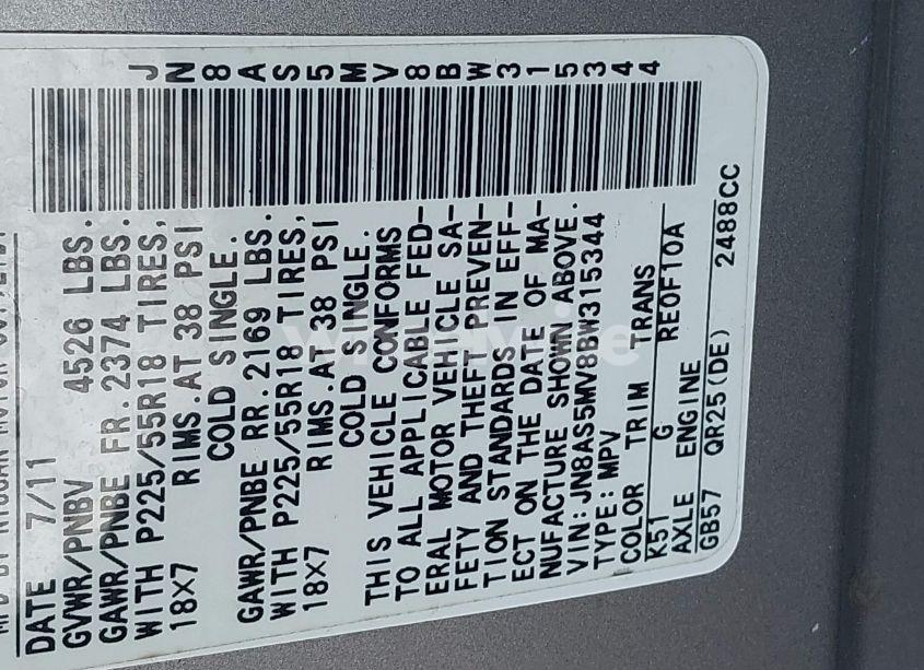 Photo 9 of 2011 Nissan Rogue SV (VIN JN8AS5MV8BW315344)