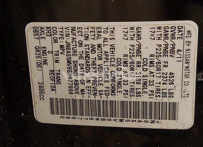 Photo 9 of 2011 Nissan Rogue SV (VIN JN8AS5MV8BW677898)