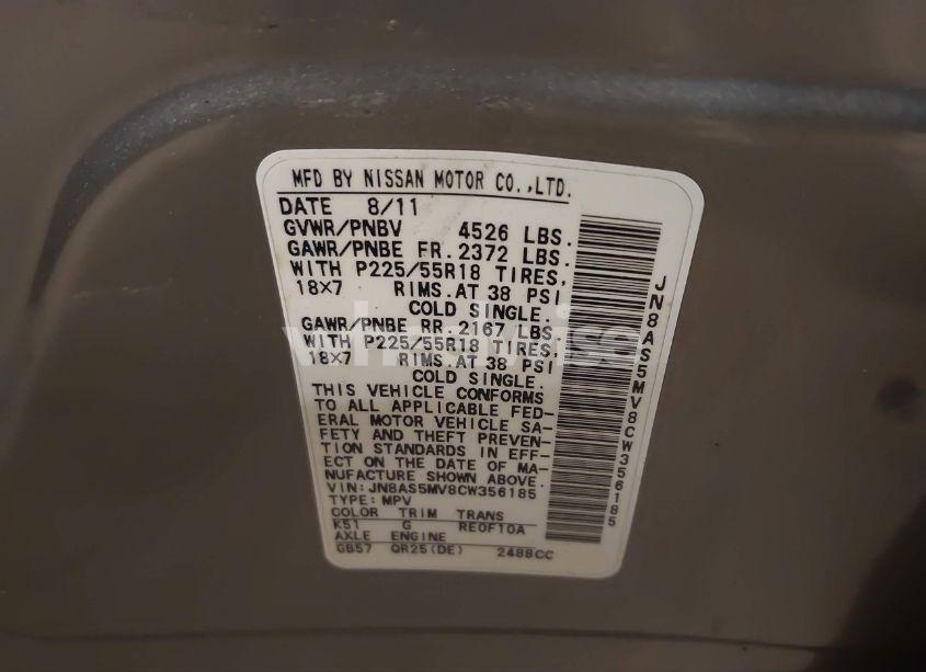 Photo 9 of 2012 Nissan Rogue SV W/SL PKG (VIN JN8AS5MV8CW356185)