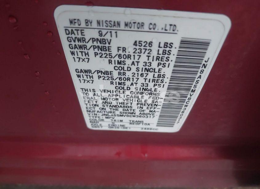 Photo 9 of 2012 Nissan Rogue SV (VIN JN8AS5MV8CW360317)