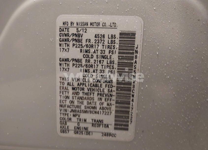 Photo 9 of 2012 Nissan Rogue SV (VIN JN8AS5MV8CW417227)