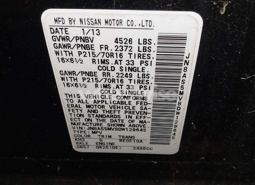 Photo 9 of 2013 Nissan Rogue S (VIN JN8AS5MV8DW129645)