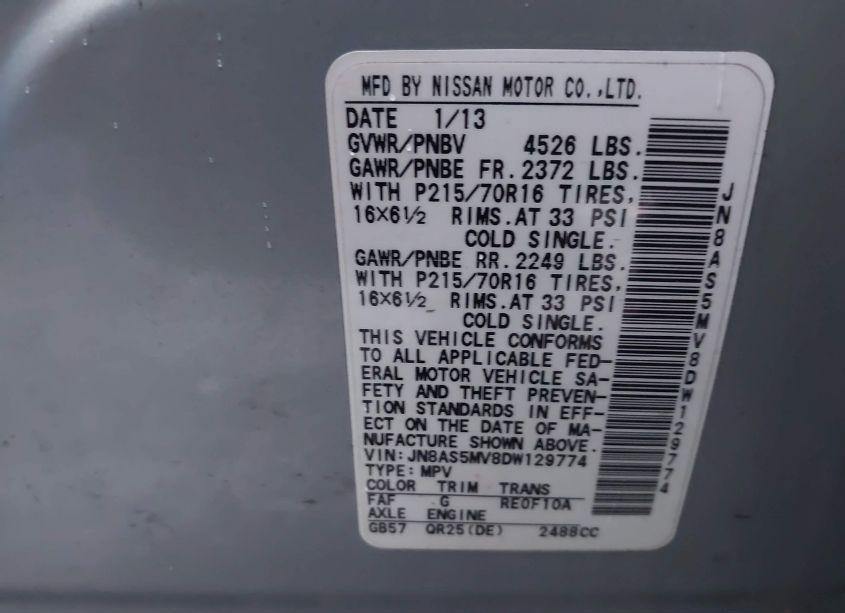 Photo 9 of 2013 Nissan Rogue S (VIN JN8AS5MV8DW129774)