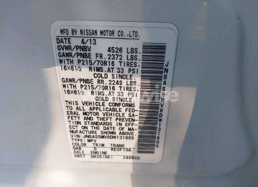 Photo 9 of 2013 Nissan Rogue S (VIN JN8AS5MV8DW131685)