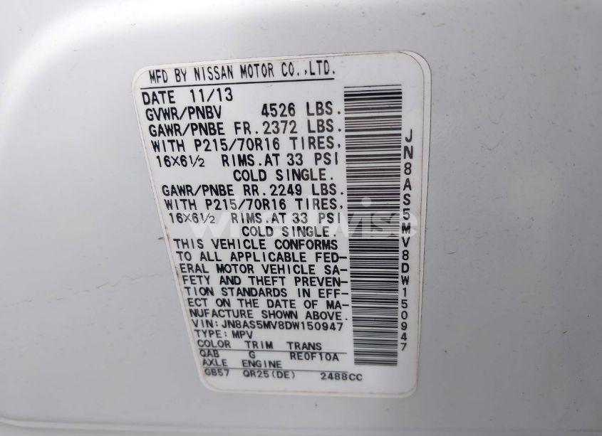 Photo 9 of 2013 Nissan Rogue S (VIN JN8AS5MV8DW150947)