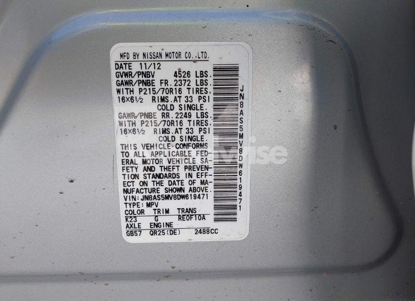 Photo 9 of 2013 Nissan Rogue S (VIN JN8AS5MV8DW619471)