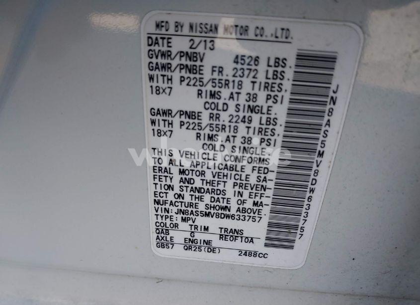 Photo 9 of 2013 Nissan Rogue SV W/SL PKG (VIN JN8AS5MV8DW633757)