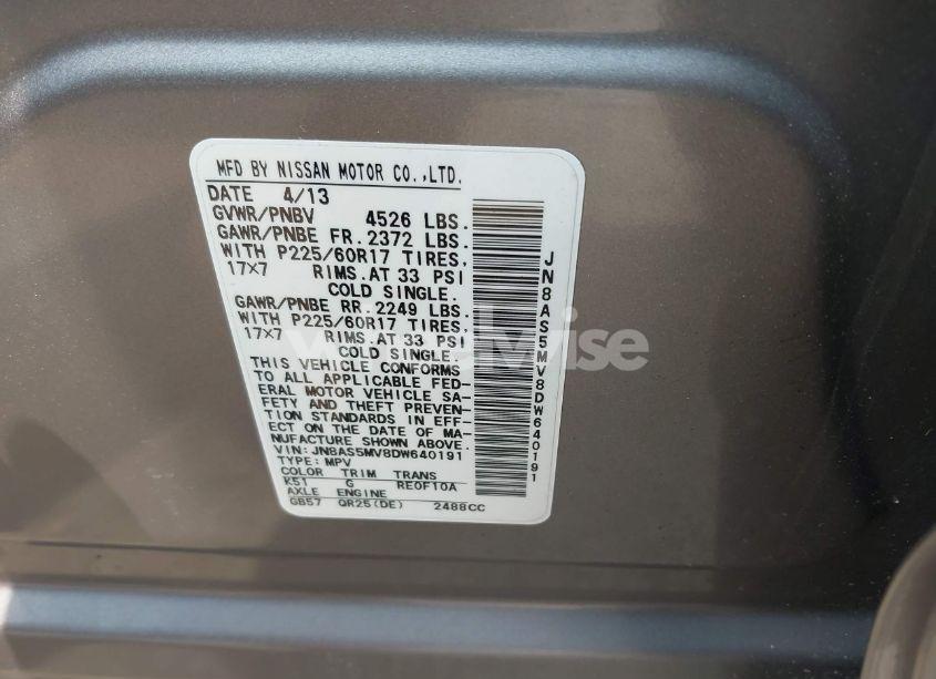 Photo 9 of 2013 Nissan Rogue SV (VIN JN8AS5MV8DW640191)