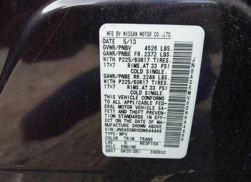 Photo 9 of 2013 Nissan Rogue SV (VIN JN8AS5MV8DW644466)