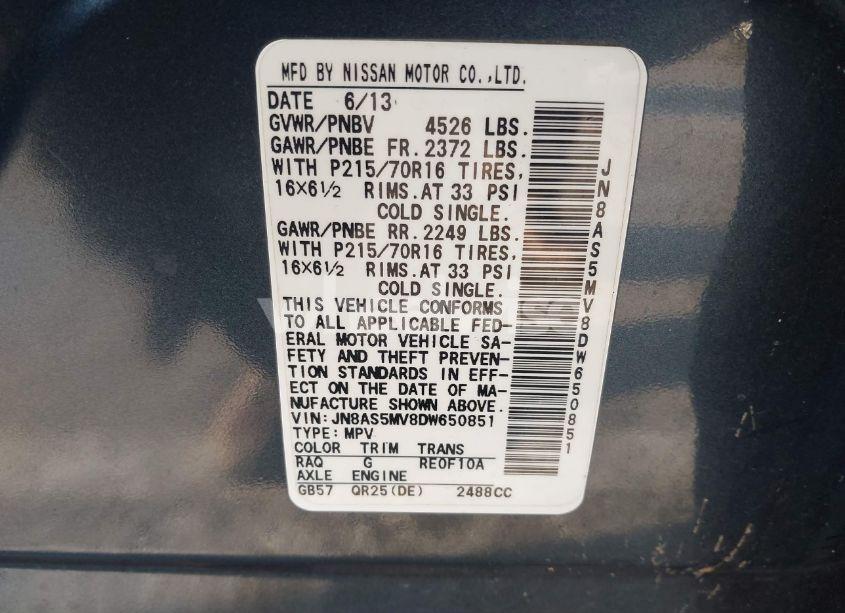 Photo 9 of 2013 Nissan Rogue S (VIN JN8AS5MV8DW650851)