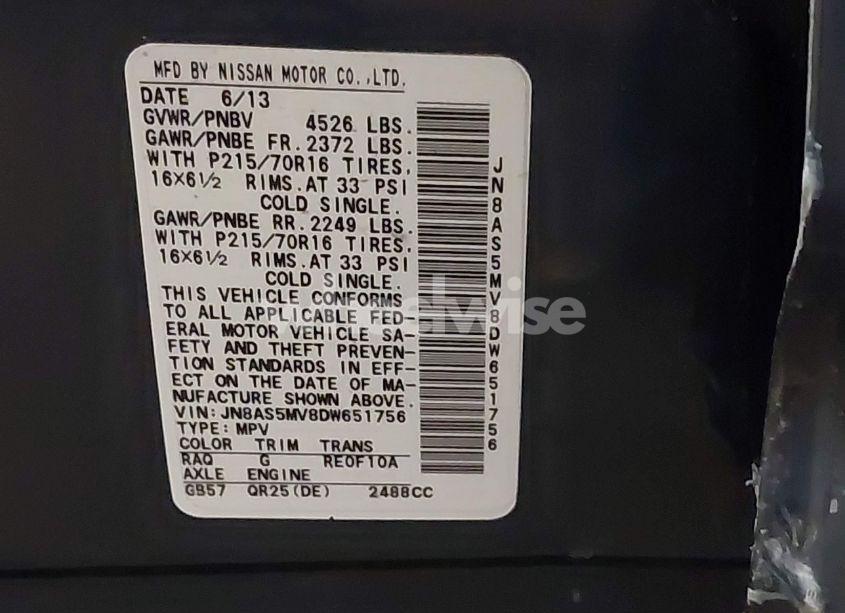 Photo 9 of 2013 Nissan Rogue S (VIN JN8AS5MV8DW651756)