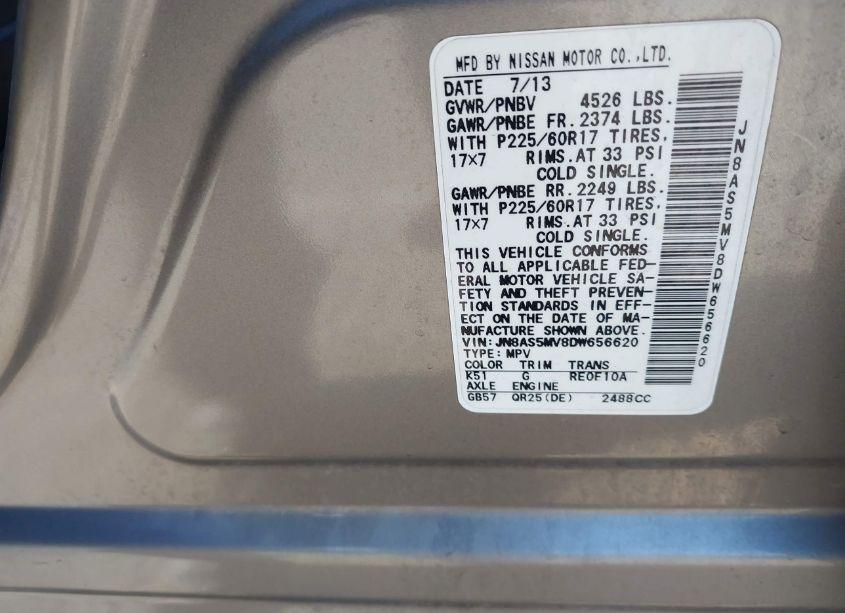 Photo 9 of 2013 Nissan Rogue SV (VIN JN8AS5MV8DW656620)