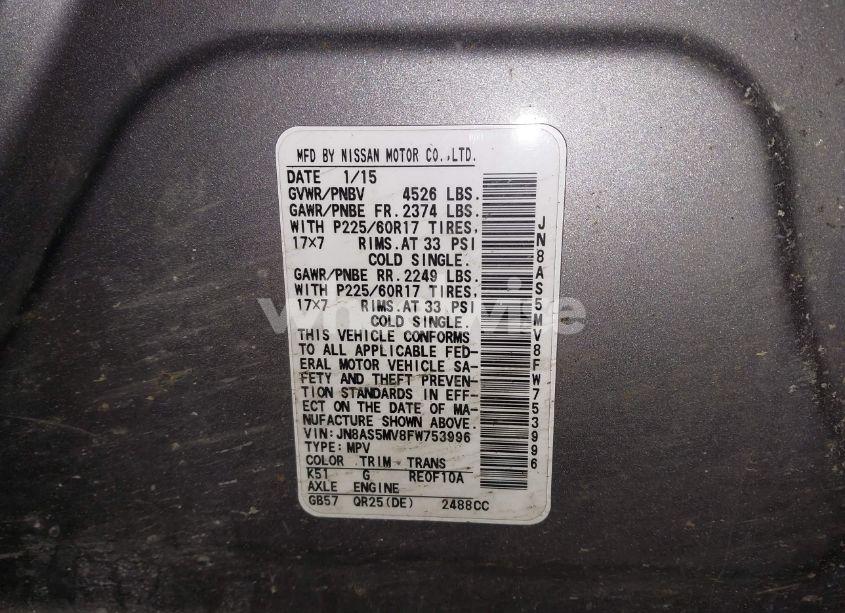 Photo 9 of 2015 Nissan Rogue SELECT S (VIN JN8AS5MV8FW753996)