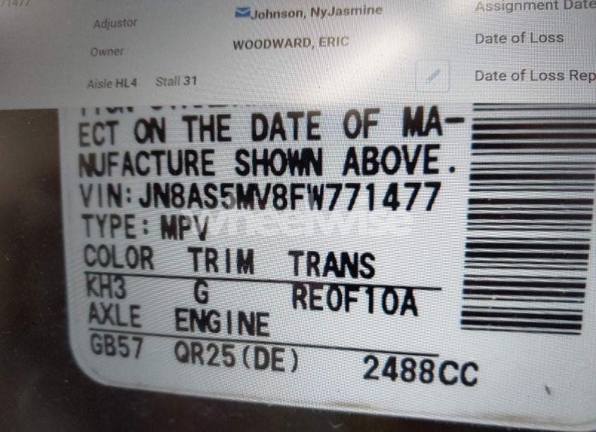 Photo 9 of 2015 Nissan Rogue SELECT S (VIN JN8AS5MV8FW771477)