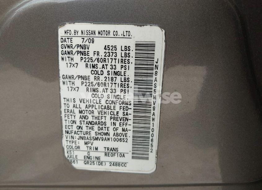 Photo 9 of 2010 Nissan Rogue SL (VIN JN8AS5MV9AW100652)