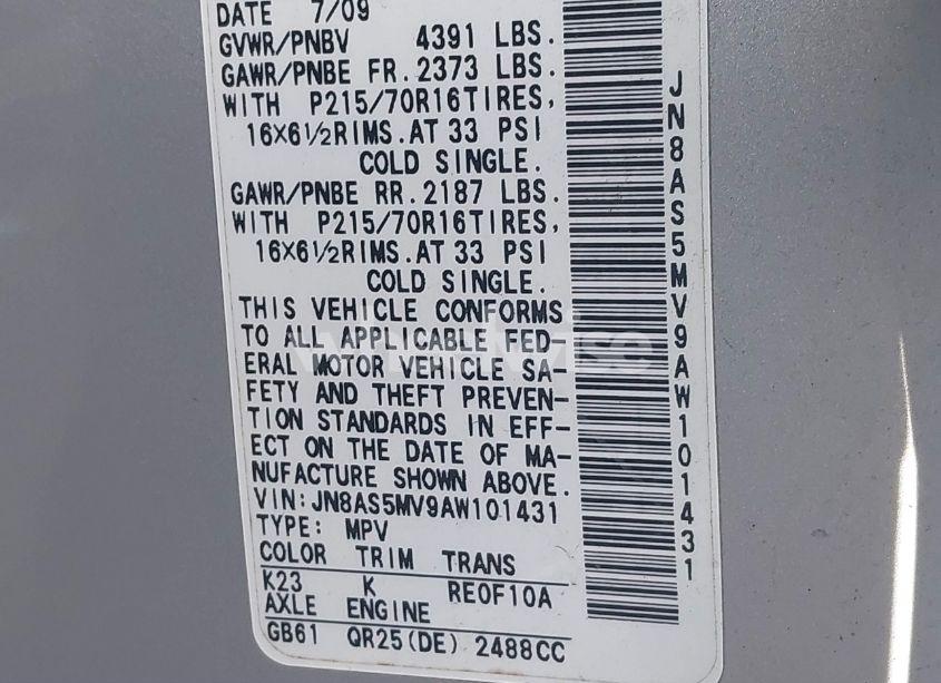 Photo 9 of 2010 Nissan Rogue S (VIN JN8AS5MV9AW101431)