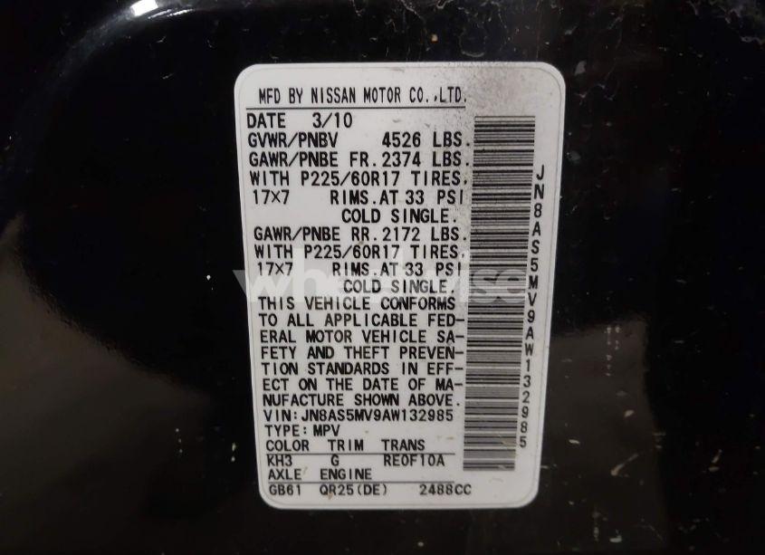 Photo 9 of 2010 Nissan Rogue SL (VIN JN8AS5MV9AW132985)