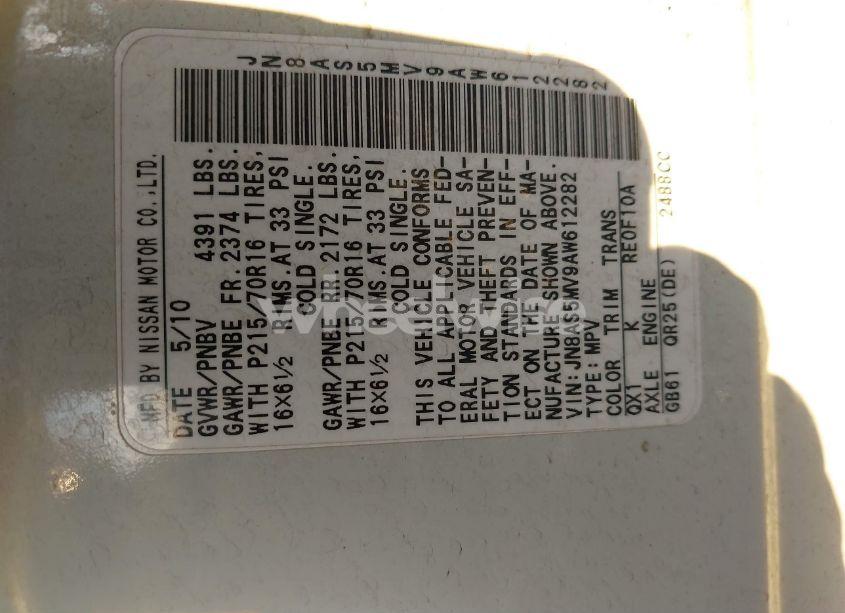 Photo 9 of 2010 Nissan Rogue S (VIN JN8AS5MV9AW612282)