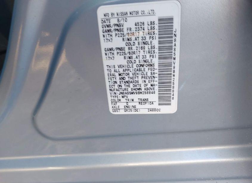 Photo 9 of 2011 Nissan Rogue SV (VIN JN8AS5MV9BW258846)