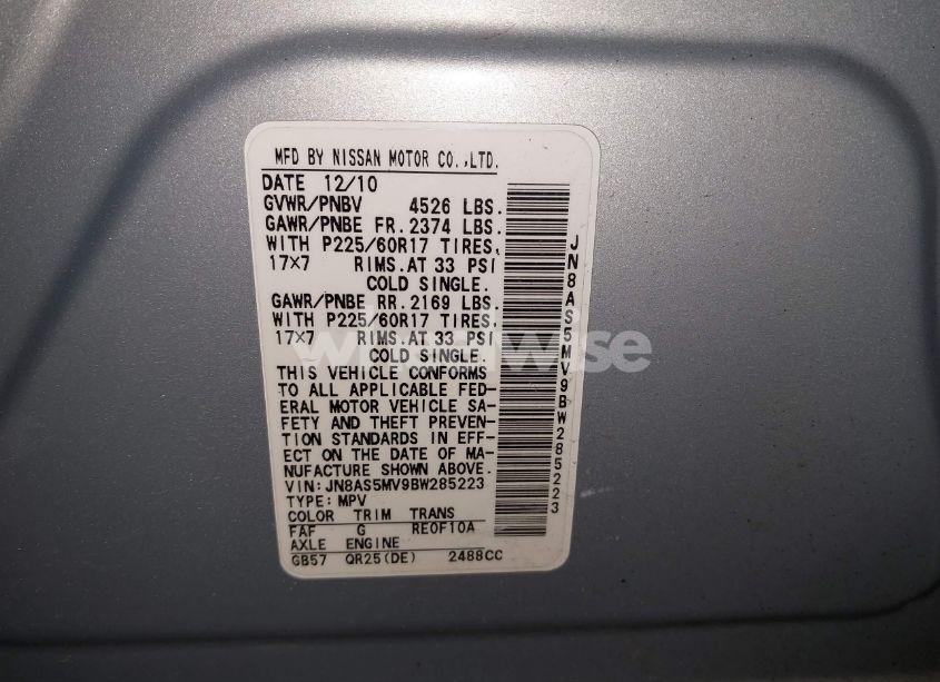 Photo 9 of 2011 Nissan Rogue SV (VIN JN8AS5MV9BW285223)