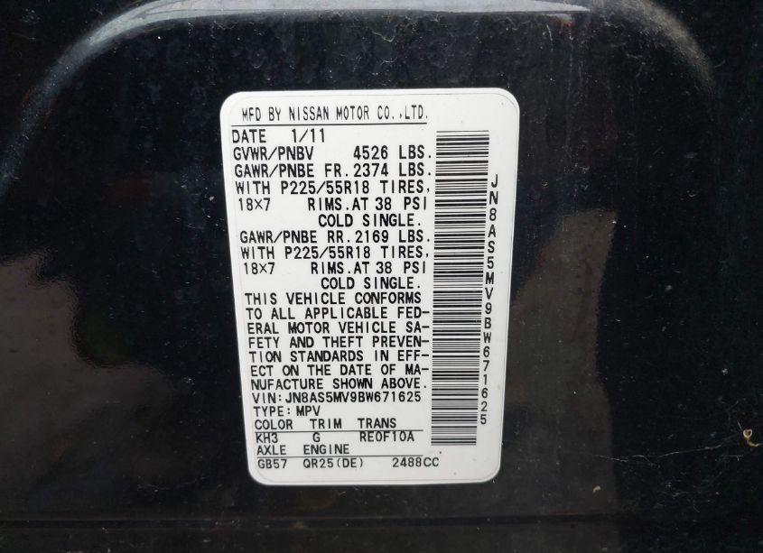 Photo 9 of 2011 Nissan Rogue SV (VIN JN8AS5MV9BW671625)