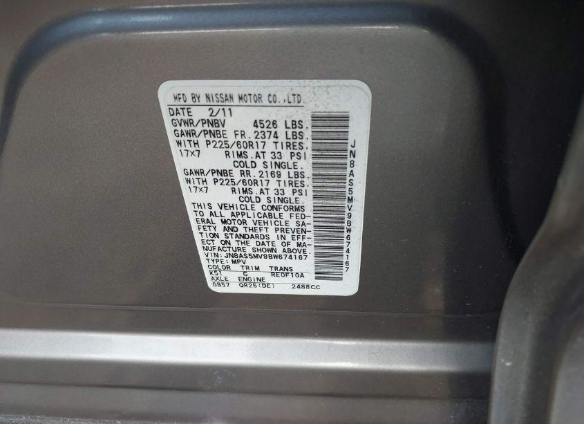 Photo 9 of 2011 Nissan Rogue SV (VIN JN8AS5MV9BW674167)